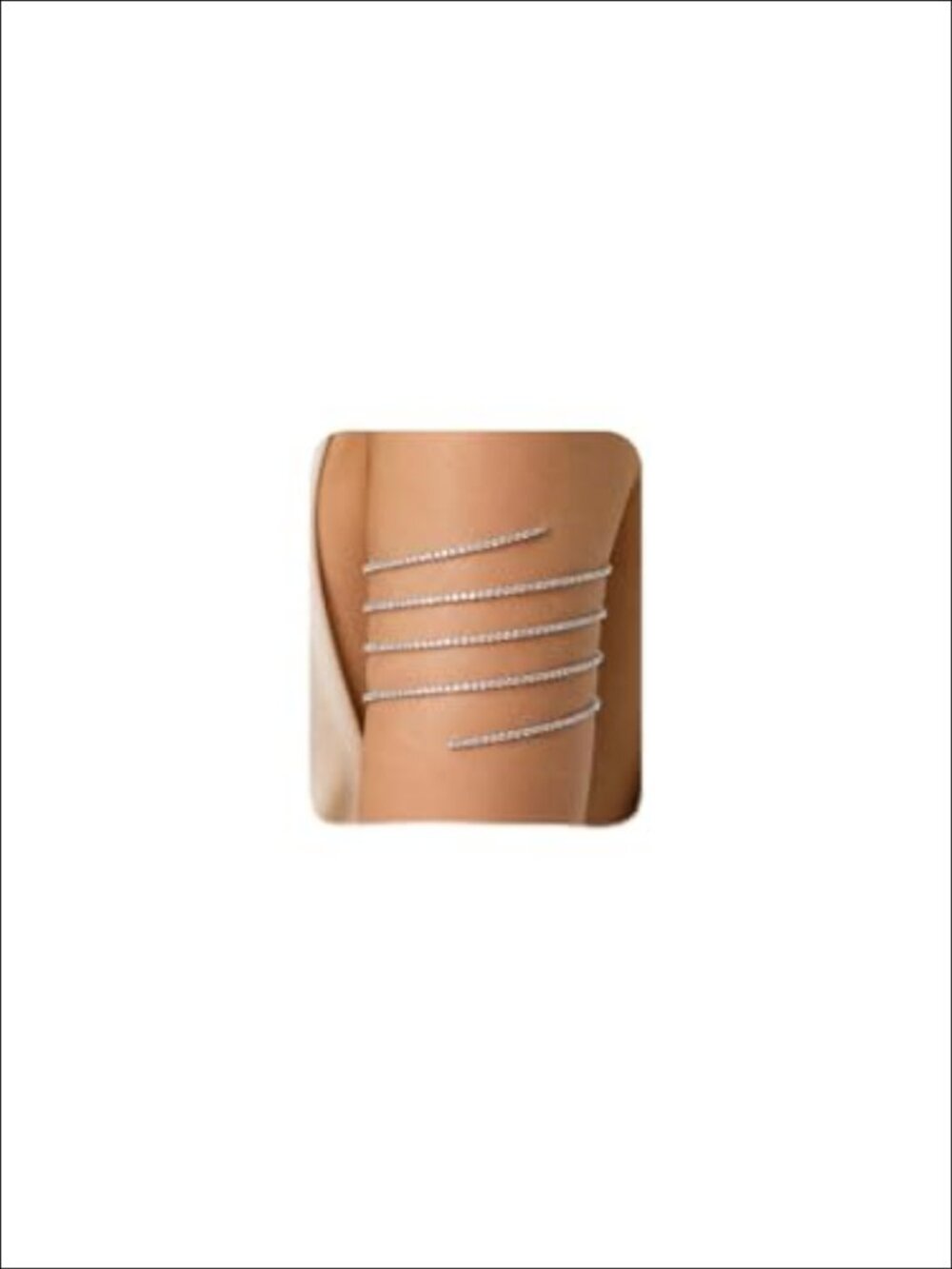 Silver Rhinestone Upper Arm Cuff Bracelet Adjustable Layered Bangle